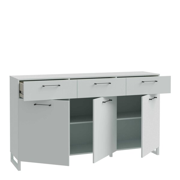 Wyld Haus Innsbruck Light Grey Wooden 3 Door 3 Drawer Storage Chest