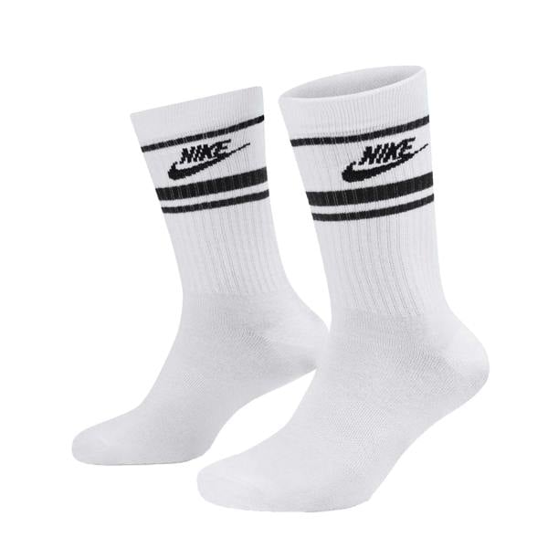 Nike Unisex Adult Sportswear Essential Everyday Crew Socks (Pack of 3) - White/Black - 