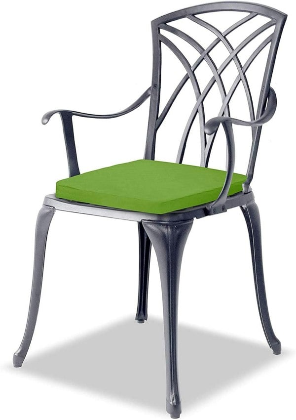 Centurion Supports OSHOWA Luxurious Garden and Patio Table and 4 Large Chairs with Armrests Cast Aluminium Bistro Set - Grey with Green Cushions