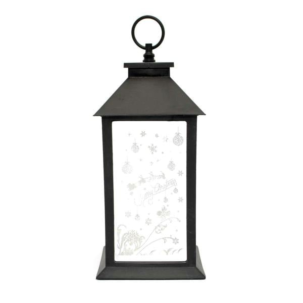 14cm Black Christmas LED Lantern Lamp with Warm White Lights and Festive Theme Design image 2
