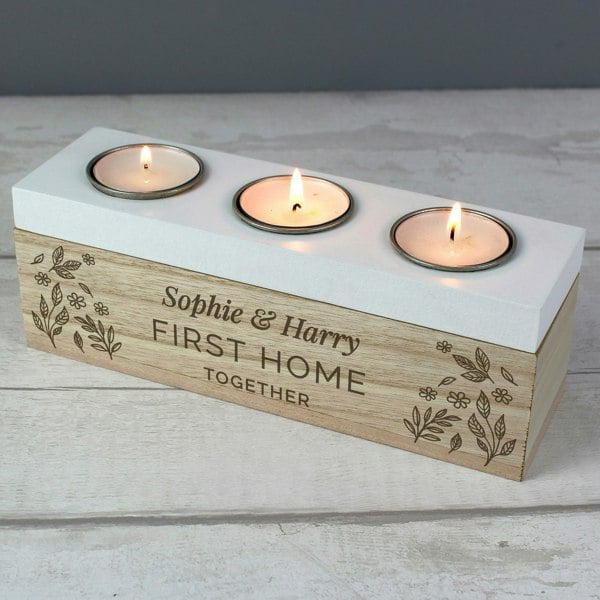 Personalised Memento Company Personalised Floral Triple Tea Light Box