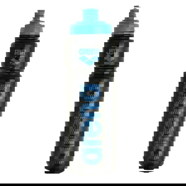 Arena Water Bottle 750ml in blue black wave design, food-safe LDPE