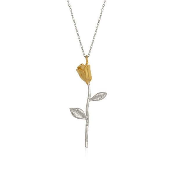 Spero London Gold Color Rose Sterling Silver Necklace