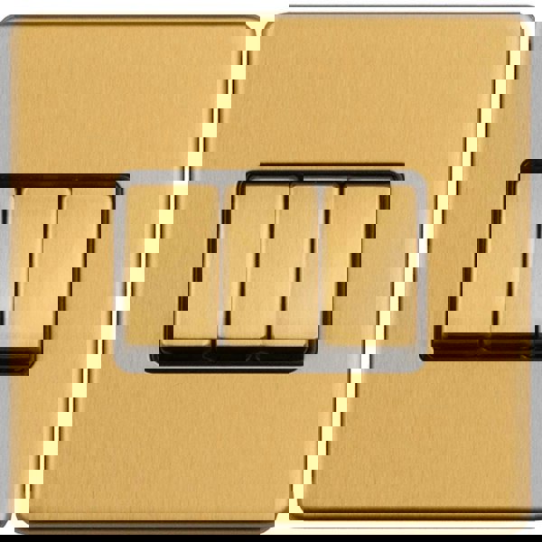 3 Gang Triple Light Switch SCREWLESS SATIN BRASS 2 Way 10A Metal Rocker Slim