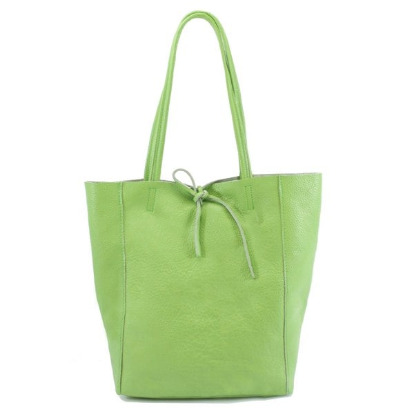 Kitise Soft Slouch Genuine Italian Leather Large Shopper Tie Closure Style Tote Handbag