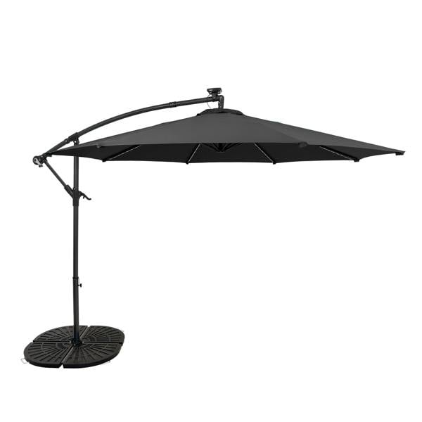 Monstershop LED Cantilever Parasol 3m With Full Fan Base – Grey