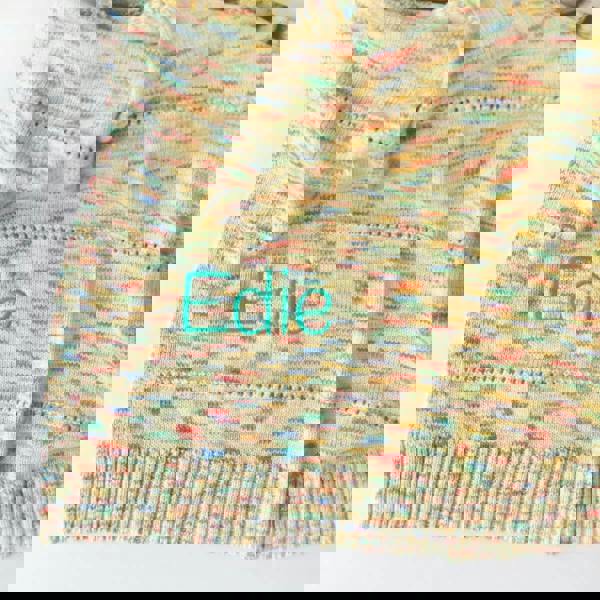 The Bonnie Mob Personalised Knitted Baby Blanket, Space Dye - Merry