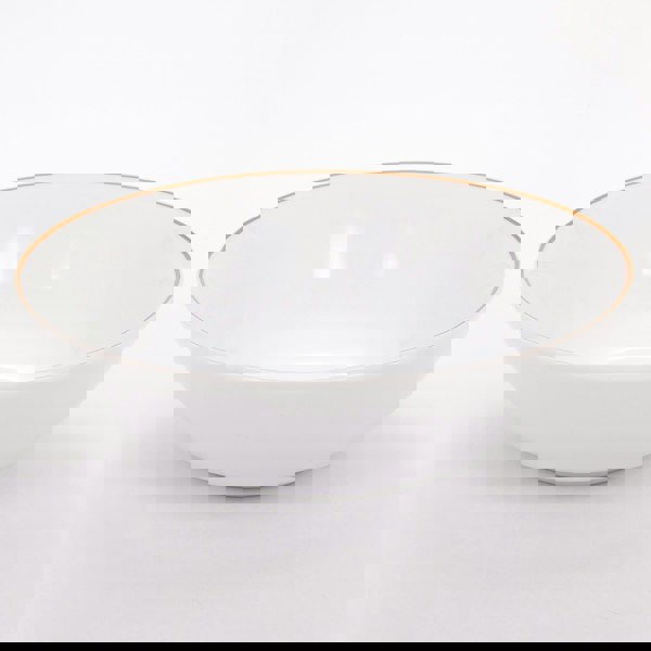 Set of 4 White Ceramic Dinner Bowls with Elegant Orange Rim - Durable & Stylish Image 5