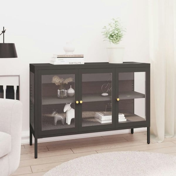 Berkfield Sideboard Anthracite 105x35x70 cm Steel and Glass