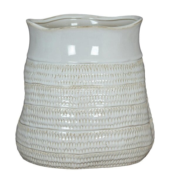 Wyld Haus Saffron Bud Hewn Ceramic Vase with Textured Scandi Pattern