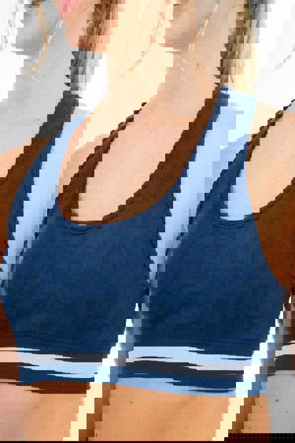 Smart Living Women's Leopard Print Seamless Padded Sports Bra - Navy