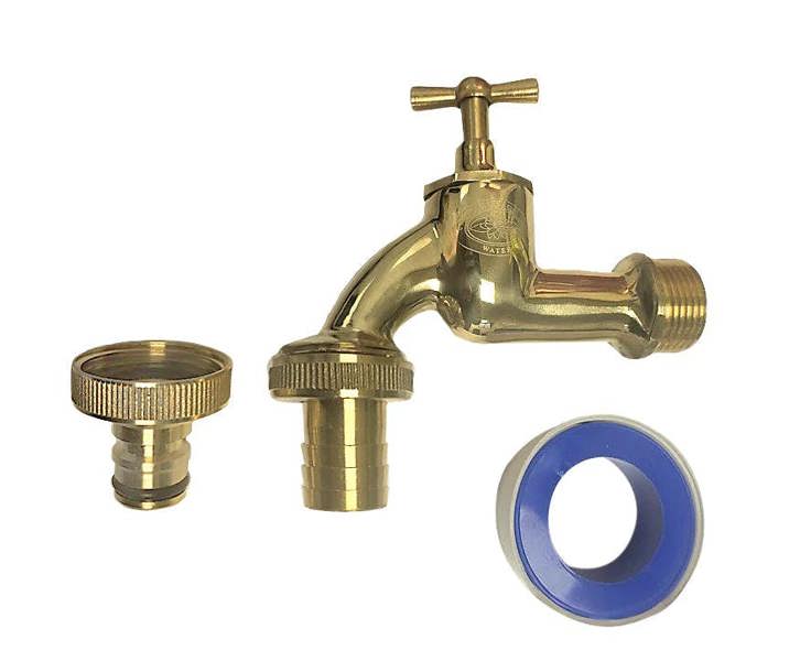 Spudulica Home & Garden Brass Water Butt Tap with Snap Lock Adaptor – 3/4" Heavy Duty Brass Garden Tap