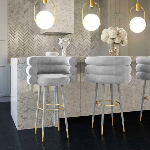 Furniture Edit Betty Grey Velvet Barstool