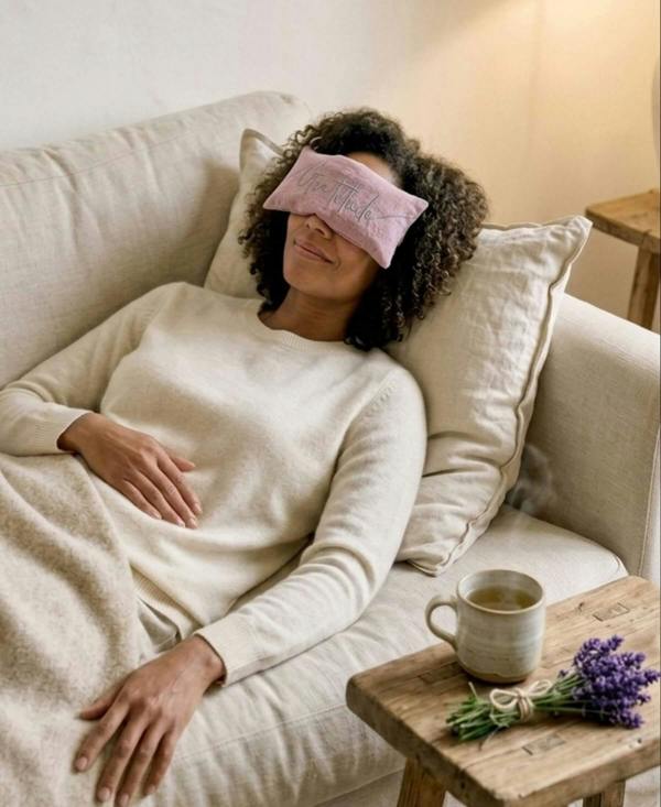 Gratitude Embroidered Linen and Lavender Eye Pillow