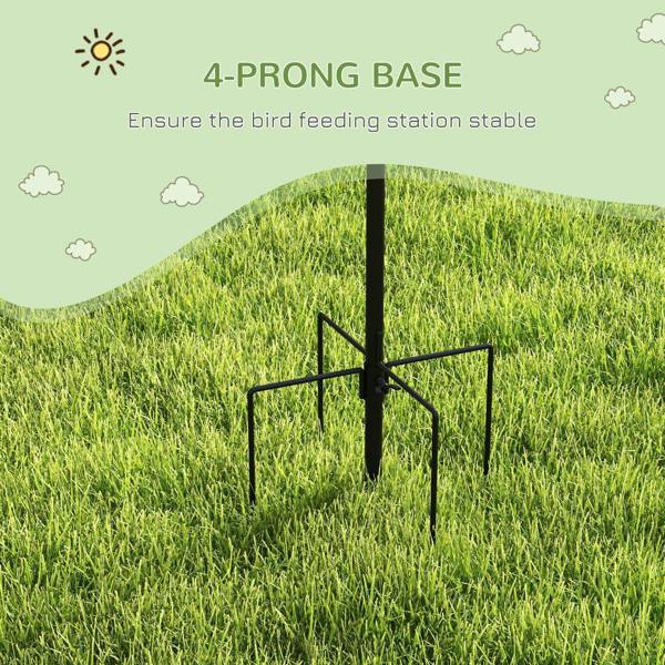 Black 4-prong base for bird feeding station pole