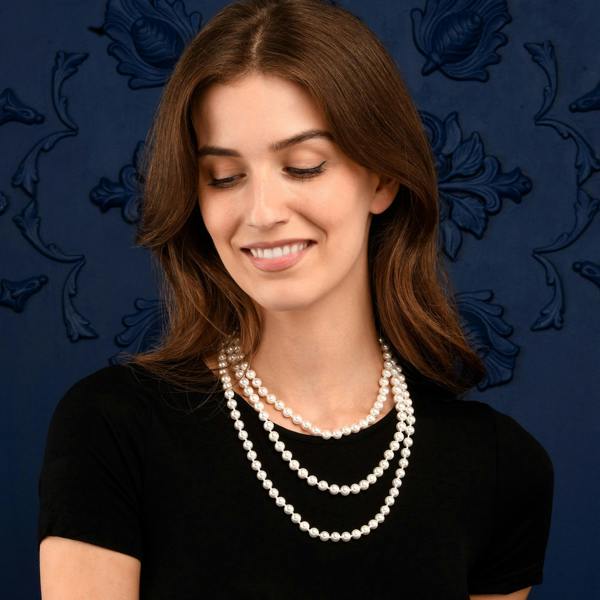 Zavana 60-inch Extra Long Stylish Pearl Necklace for Women with White Shell Pearls
