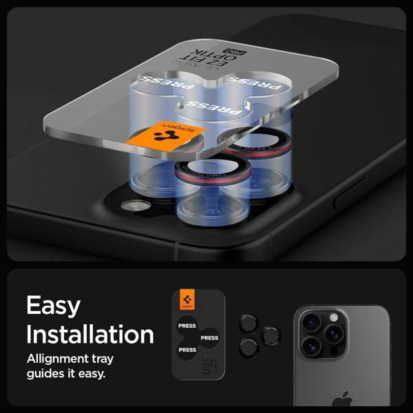 Spigen Optik Pro Glastr EZ Fit Camera Protector 2 Pack for iPhone 16/17 Pro 6.3" and 16/17 Pro Max 6.9" Black - AGL05217
