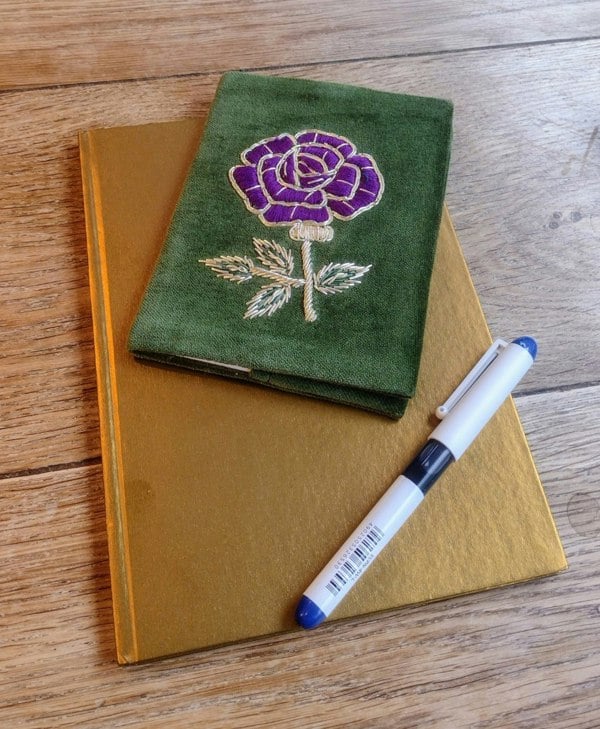 Ty Hedge Hand-Embroidered Velvet Passport Holder - Olive Green