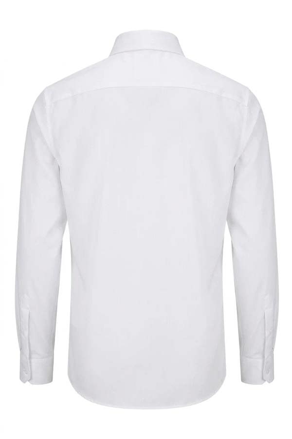Men's Slim Fit Long Sleeve Button-Down Dress Shirt - White - TruClothing.com - 4