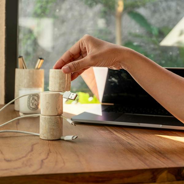 Zeolite marble cable pillar tower single desk cable tidy