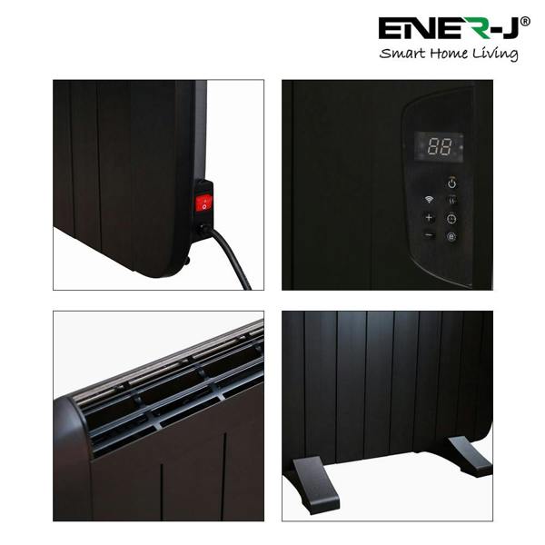 ENER-J Smart 1200W Radiator Heater with Aluminium Heating Element, Black