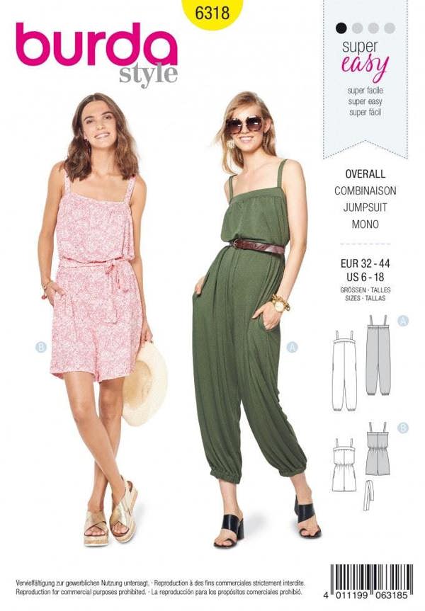 Burda Sewing Pattern 6318 Jumpsuits For Women, 6 to 18 - Easy