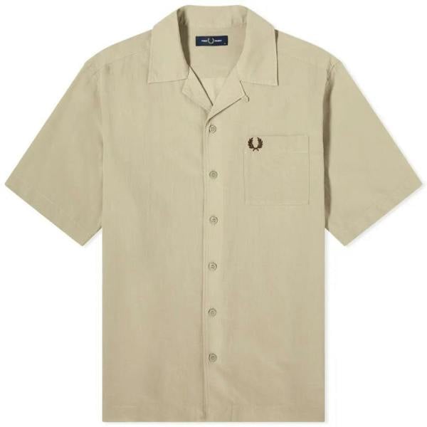 Fred Perry Textured Lightweight Warm Grey Vacation Shirt XS