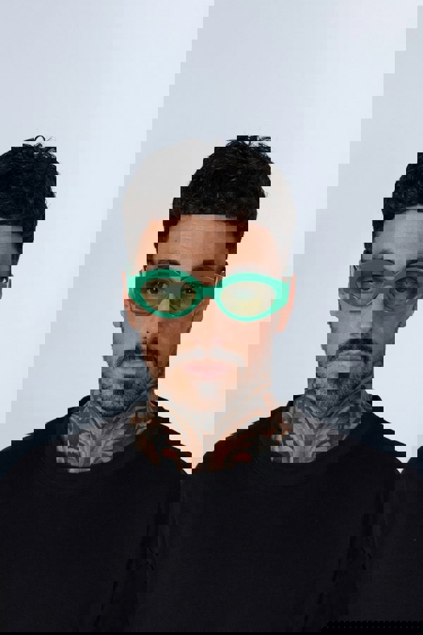 SVNX Retro Small Oval Sunglasses Green