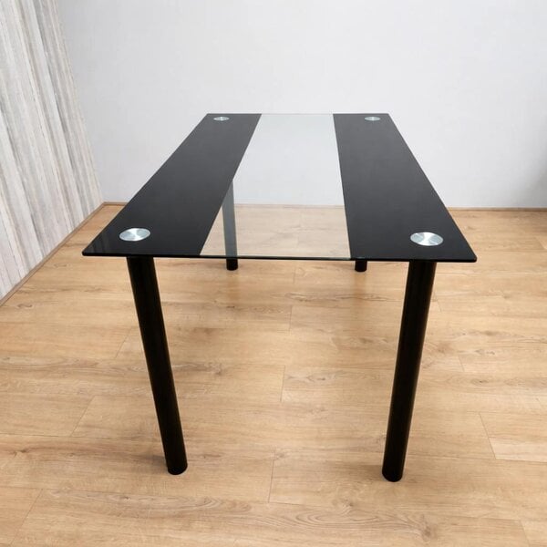 Kosy Koala Black Clear Glass 4 Faux Leather padded White Chairs Dining Room Furniture