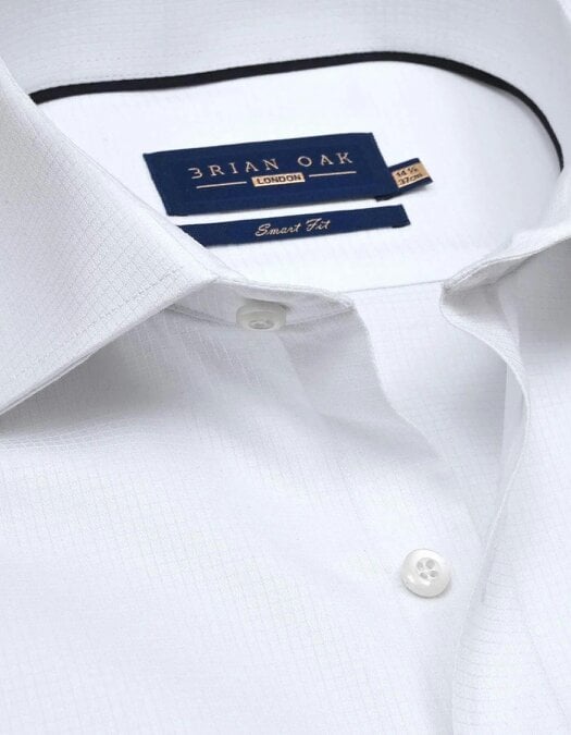 Men's Easy Care Textured White Dress Shirt