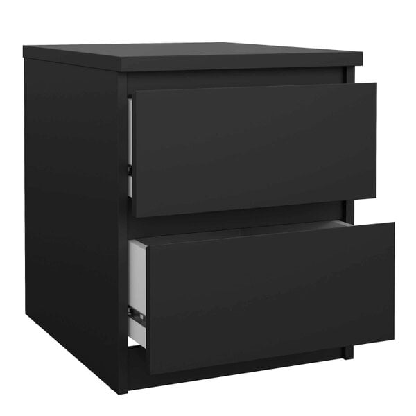 Wyld Haus Budapest Matt Black Wooden Bedside Table 2 Drawers