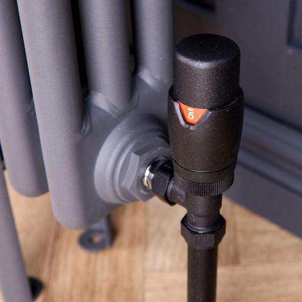 Flode Anthracite Angled Thermostatic Radiator Valve Pack