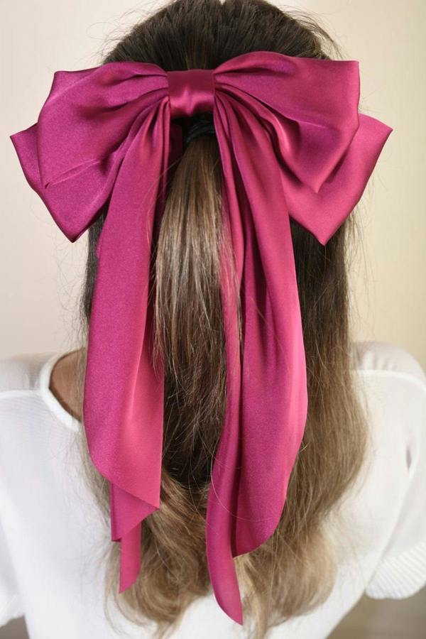 Winona Elegant Big Bow Hair Clips - Magenta