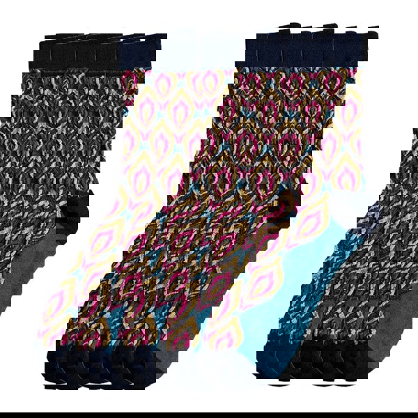 Anyfootwear 5 Pairs Size 5-9 Blue Green Abstract Long Socks Retor Luxury Autumn Winter Peacock Feather Pattern Style With Soken Chaussette Femme