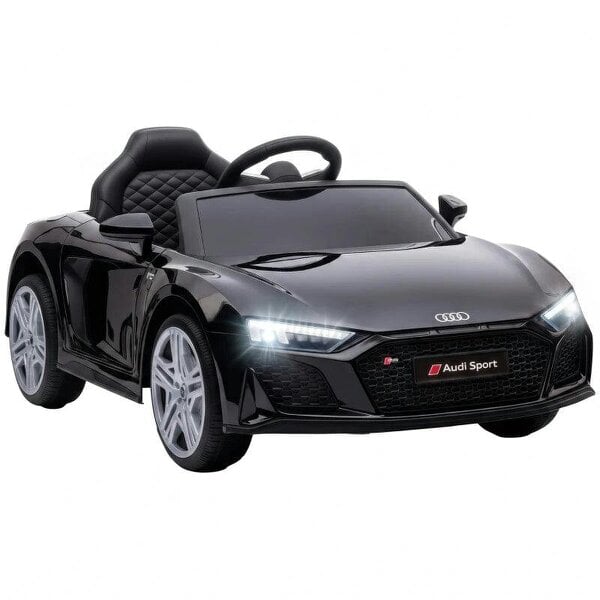 Licensed Audi R8 Spyder 12V Electric Car for Kids with Remote Control, Dual Motors, Rear Suspension, Soft Start, Black