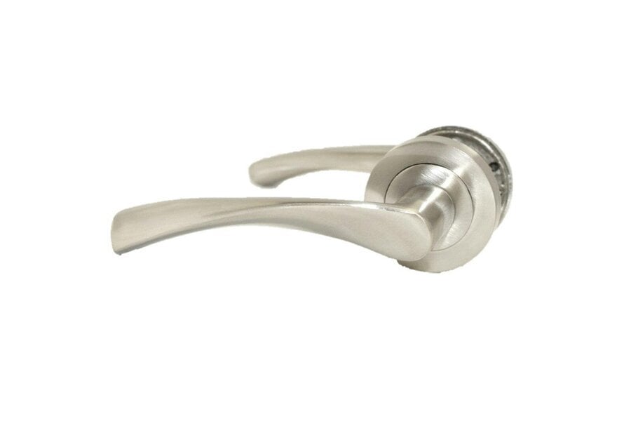 EDH Door Hardware Satin Nickel Twist Door Handles + Latches Set Internal Lever on Rose 1 Pair