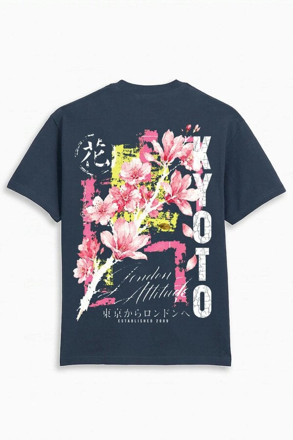London Attitude Japanese Blossom Oversized Heavyweight T-Shirt