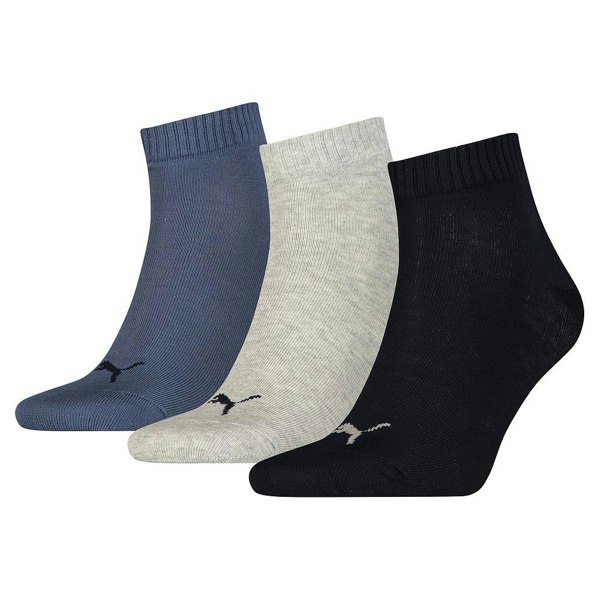 Puma Unisex Adult Quarter Training Ankle Socks (Pack of 3) - Navy/Black/Light Grey