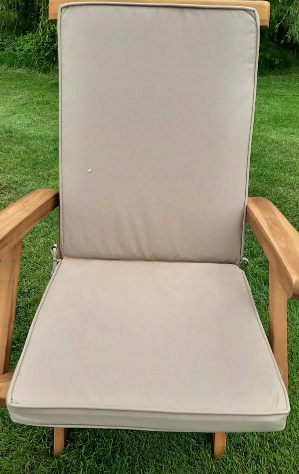 The Garden Marketplace Seat and Back Cushion for Folding Chairs, Zipped Washable Cover, Fade-Resistant 180g Polyester, Ties and Adjustable Back Strap