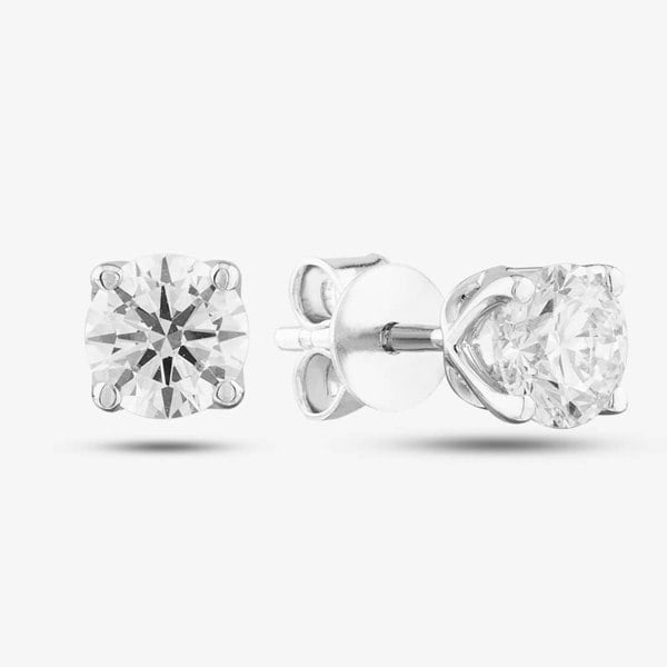 T. H. Baker 9ct White Gold Lab Grown 1.00ct Brilliant Cut Diamond Solitaire Stud Earrings LGE2534-100AN (WG)