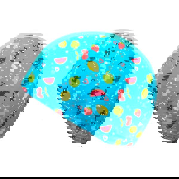 Fashy multicoloured junior lycra swim cap with blue fruit pattern