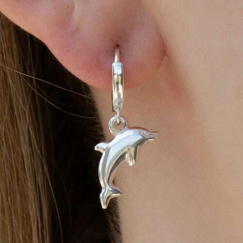 Mylee London Sterling Silver Dolphin Earrings - Huggie Hoop