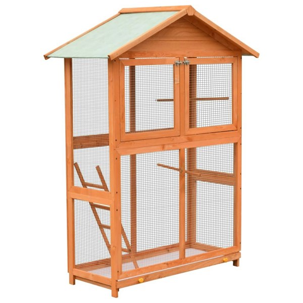 Berkfield Bird Cage Solid Pine & Fir Wood 125.5x59.5x164 cm