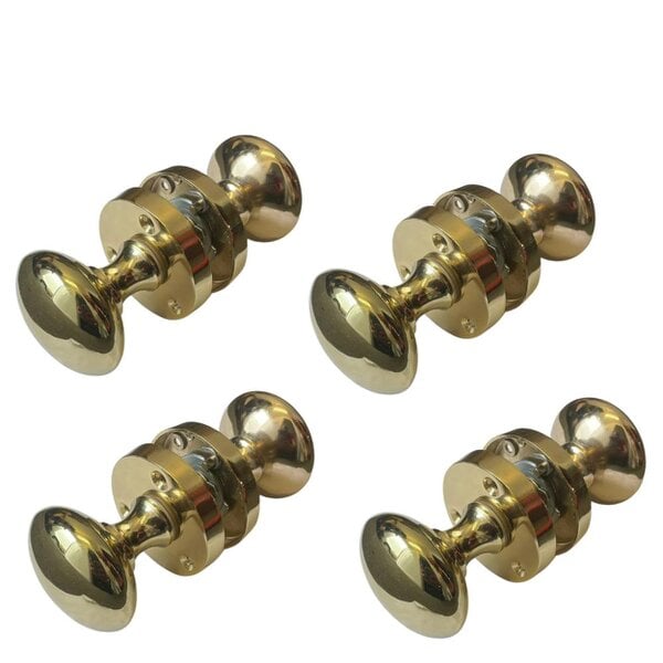 EDH Door Hardware Brass Door Knob Modern Round Rose Door Knob Brass Door Handles 4 Pairs