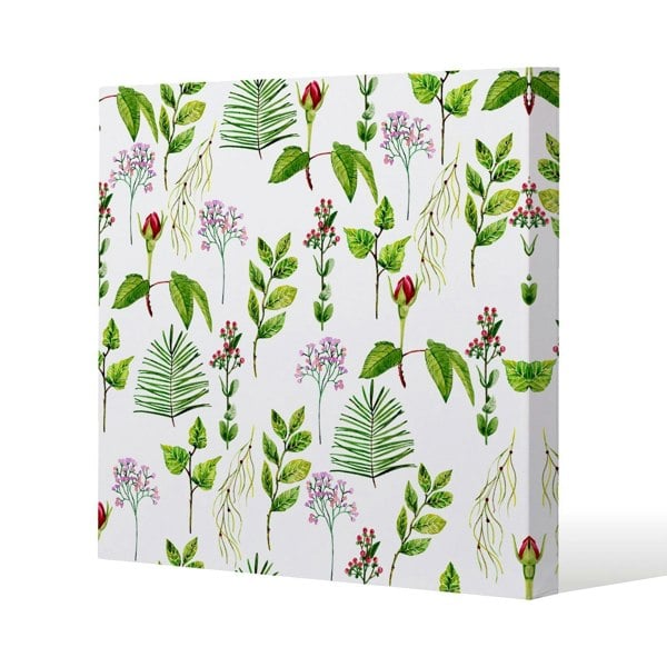 Benjamin Tate Design Selection of Leaves & Flowers Slim Style Canvas Print  30x30cm , 15mm Slim Real wood.