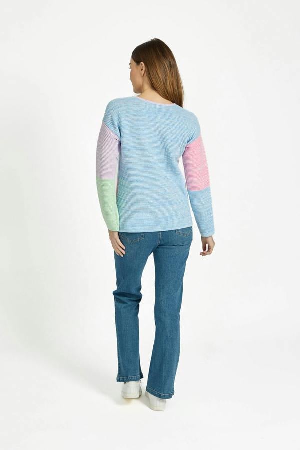 Mudflower Pastel Colour Block Twist Yarn Knitted Jumper