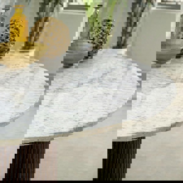 IH Design Miel Mango Wood Dining Table Round With Marble Top