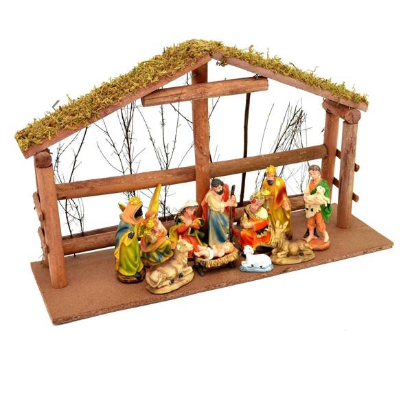 11cm Handmade Wooden Nativity Scene Stable Decoration for Indoor Christmas Displays image 3