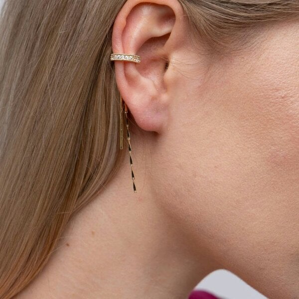 The Colourful Aura Long C Shape Crystal Chain Tassel Non Piercing Cartilage Ear Climber Ear Cuffs