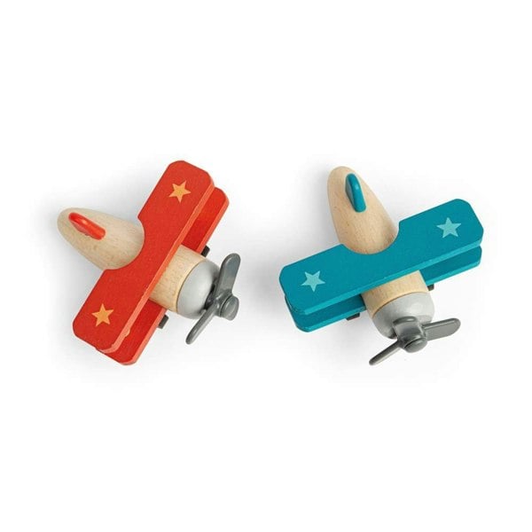 Bigjigs Toys Pull Back Bi-Planes - Red,Blue (Pk 2)